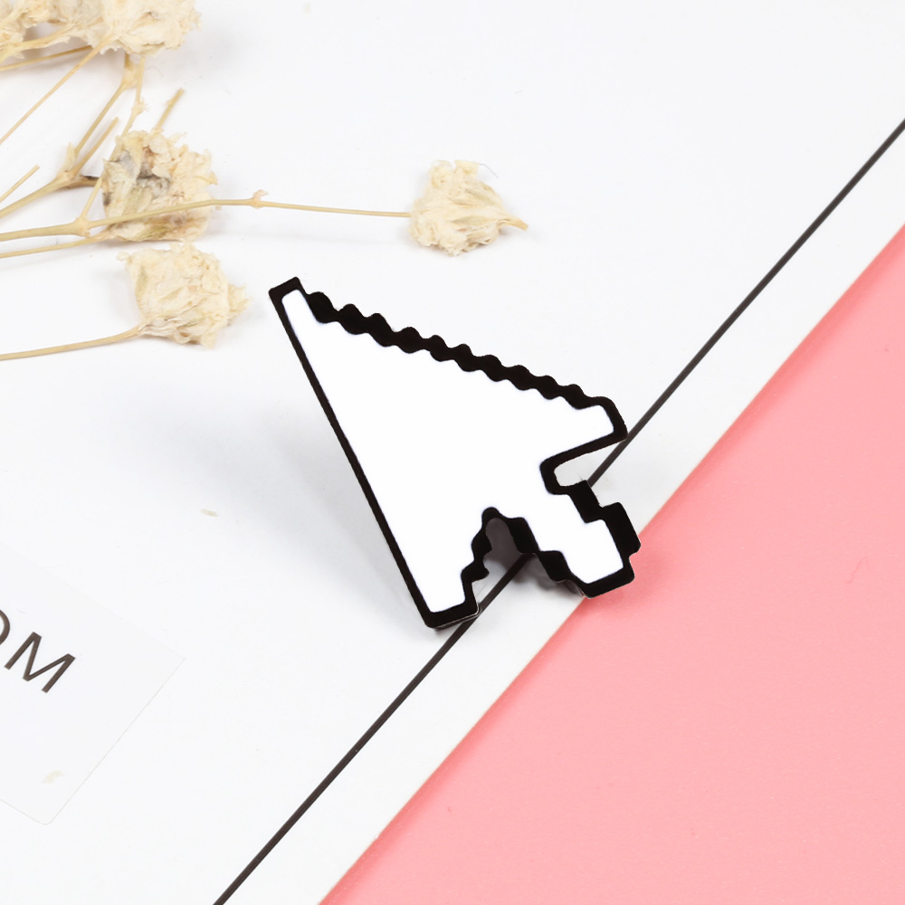 Klassieke Cursor Pixel Pijl Gebaar Email Pinnen Witte Computer Raam Muisaanwijzer Badges Broche It Worker Punk Sieraden Pin Cadeau: Goud-kleur