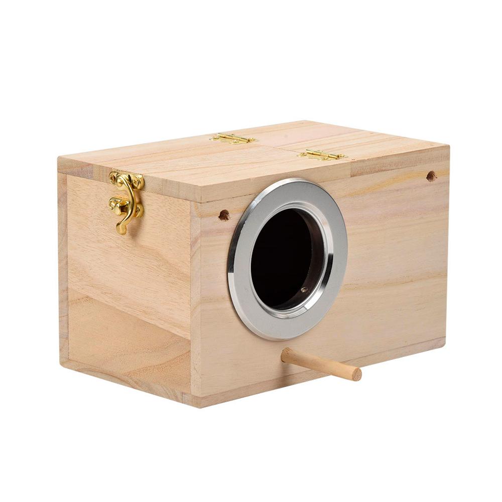 Wood Breeding Box Bird's Nest Bird House Wall-mounted Wooden Outdoor Ventilation Small Pet Bird Cage Parrot House
