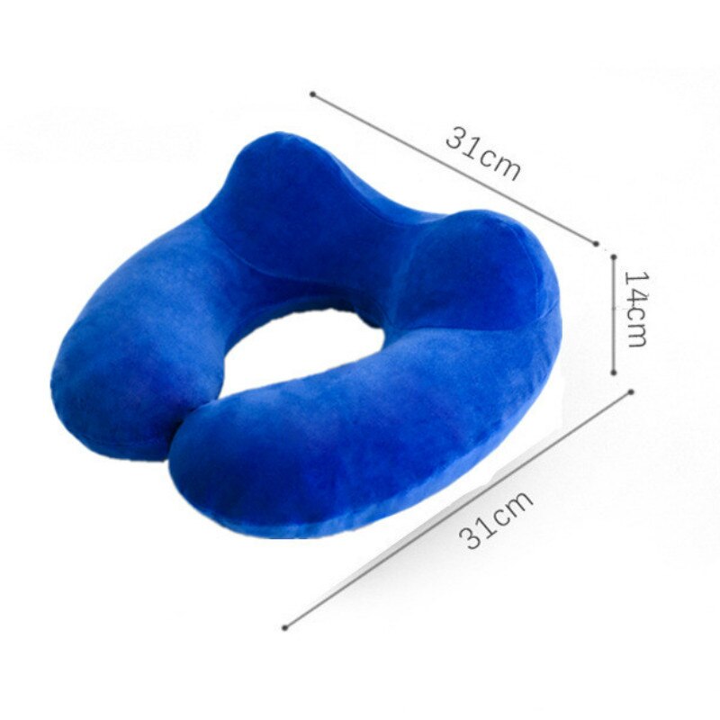 U-vorm Reizen Kussen Voor Vliegtuig Opblaasbaar Nekkussen Reizen Accessoires 4 Kleuren Comfortabele Kussens Voor Sleep Thuis Textiel: Blue