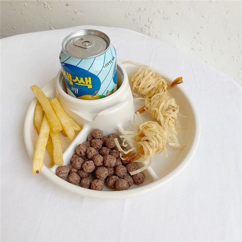 W&amp;G Snack bar divided plat Students Breakfast Divided Plate Snack Snack Drink Plate BBQ Barbecue Divided Food Plate