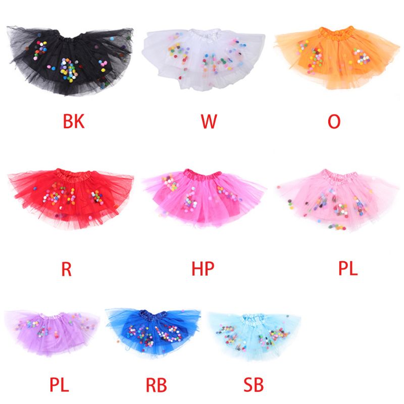 Kids Meisjes Ballet Gelaagde Fluffy Tulle Tutu Rok Met Regenboog Pom Pom Bladerdeeg Bal Meisje Tutu Rok Kids Kleding Prinses kleding