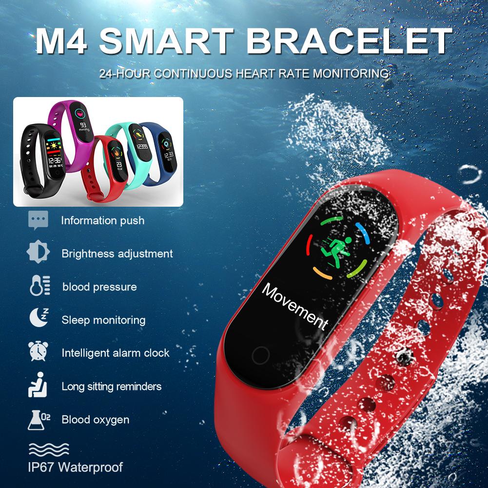Sport Smart Bracelet Heart Rate Blood Pressure Calorie Sleep Monitor Remote Photo Taking Messages Calls Reminder Pedometer M4