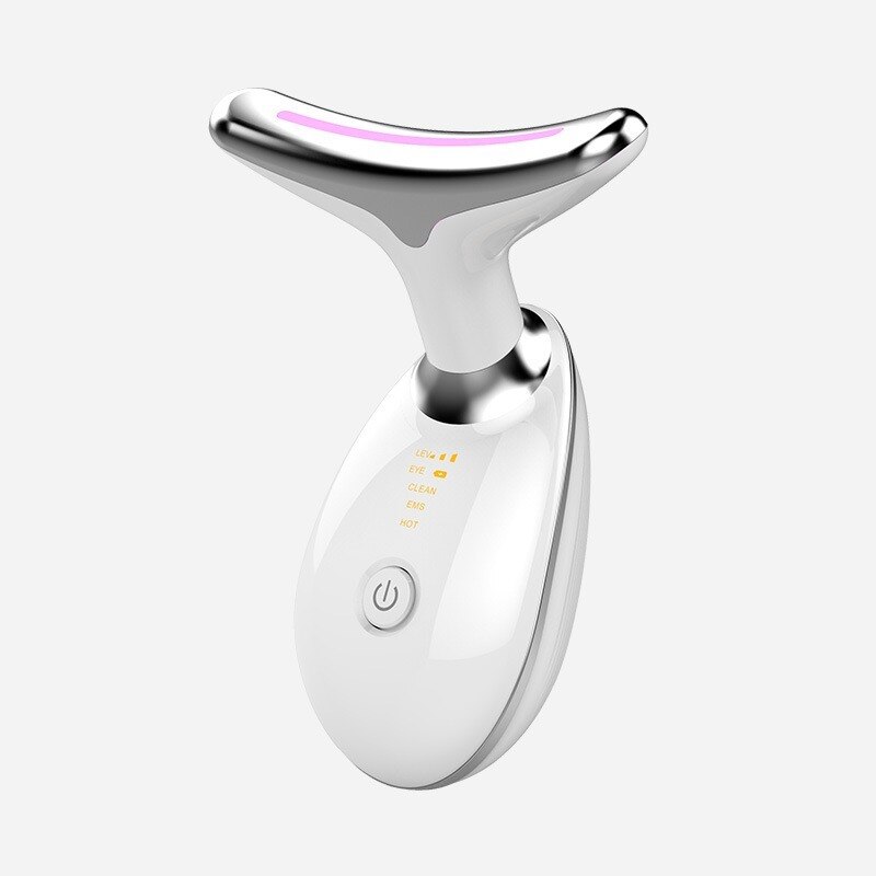 Masajeador térmico EMS para mujer, dispositivo de belleza facial con fotones LED, eliminador de arrugas, microcorriente, estiramiento y estiramiento del cuello