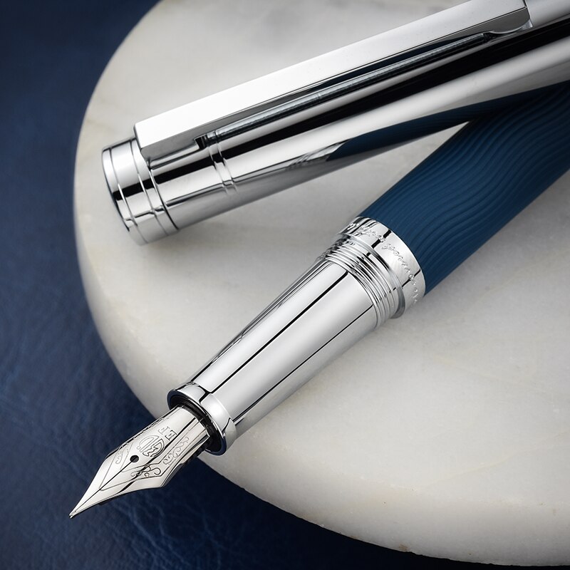 HongDian 1843 Metal Fountain Pen Voyager Series Beautiful Ripples Iridium EF/F Size Ink Pen Office Business Writing Ink Pen