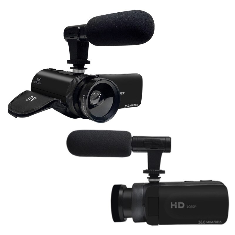 EIRMAI Digital Camera Professional 1080P HD 16MP Handheld Camcorder with Lens & Microphone
