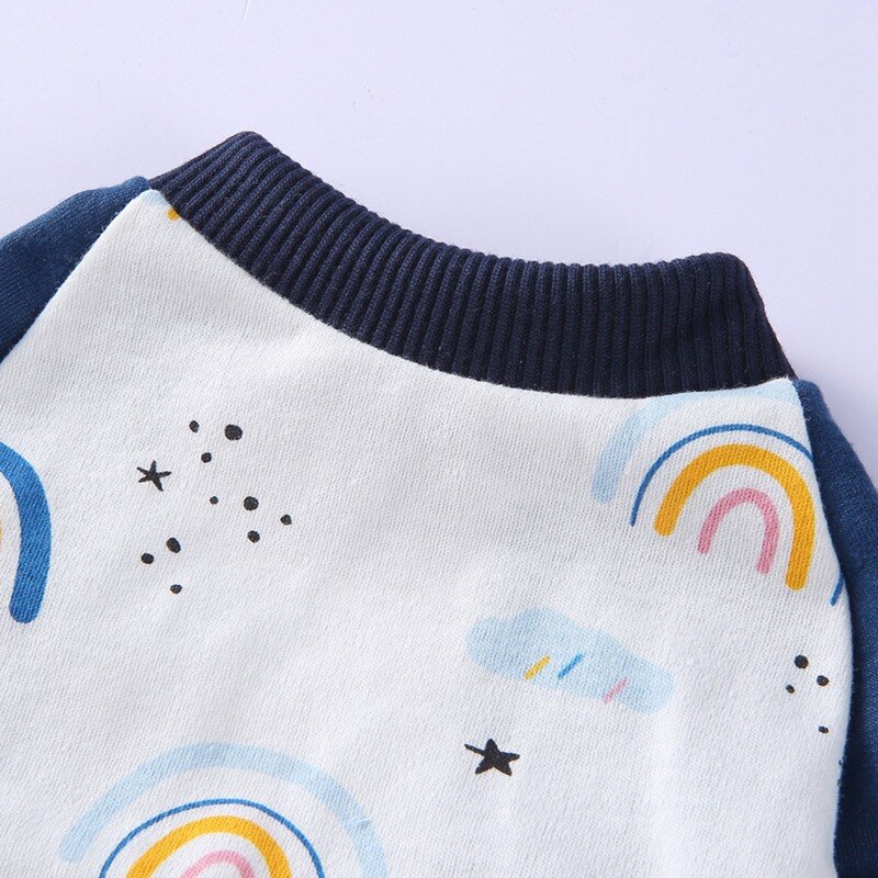 Novo adorável arco-íris imprimir roupas para cães pijamas roupas quentes chihuahua pet filhote de cachorro roupas macacão para cachorro de estimação cachorro