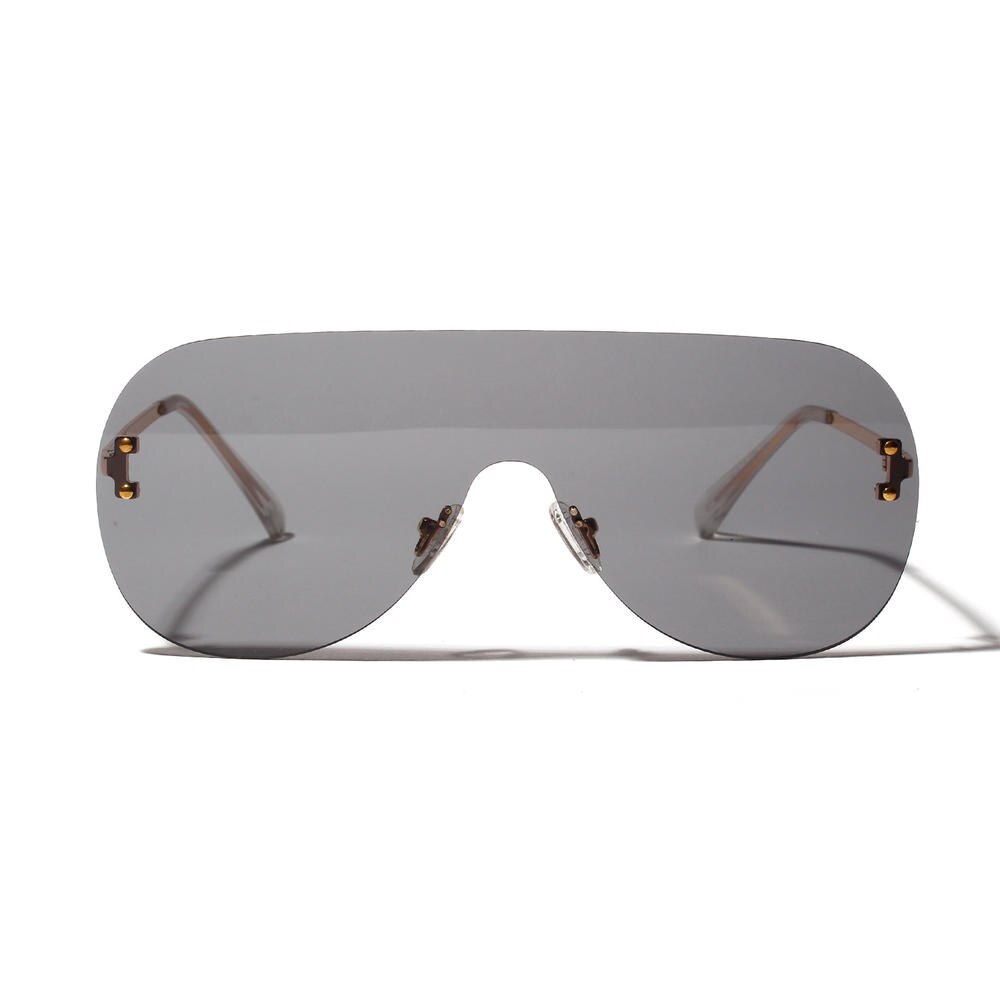 1pc mærke kvinder solbriller stor linse uden ramme forbundet glas til mænd gradient farve anti -uv400 solbriller: Lysegrå
