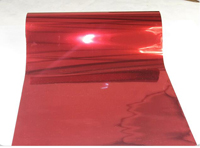 Bredde 50 cmx 100cm varmeoverførsel vinylfilm pet metal lys spejl finish til tekstil print: Rød