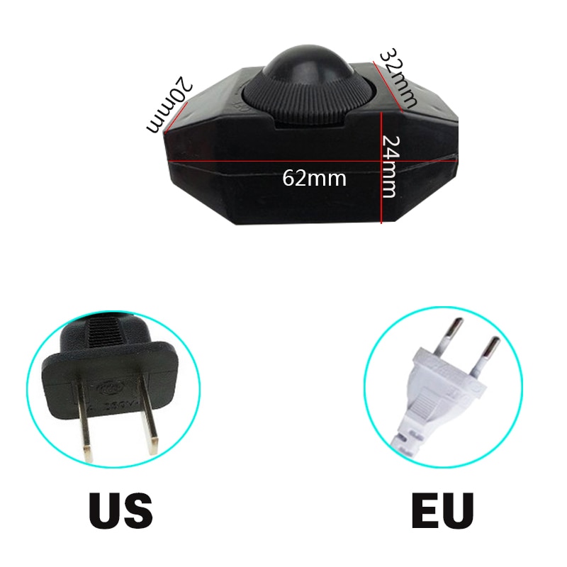1.8m ledd dimmerbryter kabel lysmodulator lampe linje mørkere kontroller til bordlampe eu / oss støpsel 220v strømledning