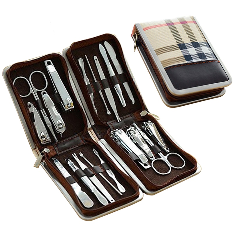 9Pcs Carbon Staal Nagelknipper Set Professionele Schaar Pak Met Doos Trimmer Grooming Manicure Cutter Kits Voor Nail Gereedschap