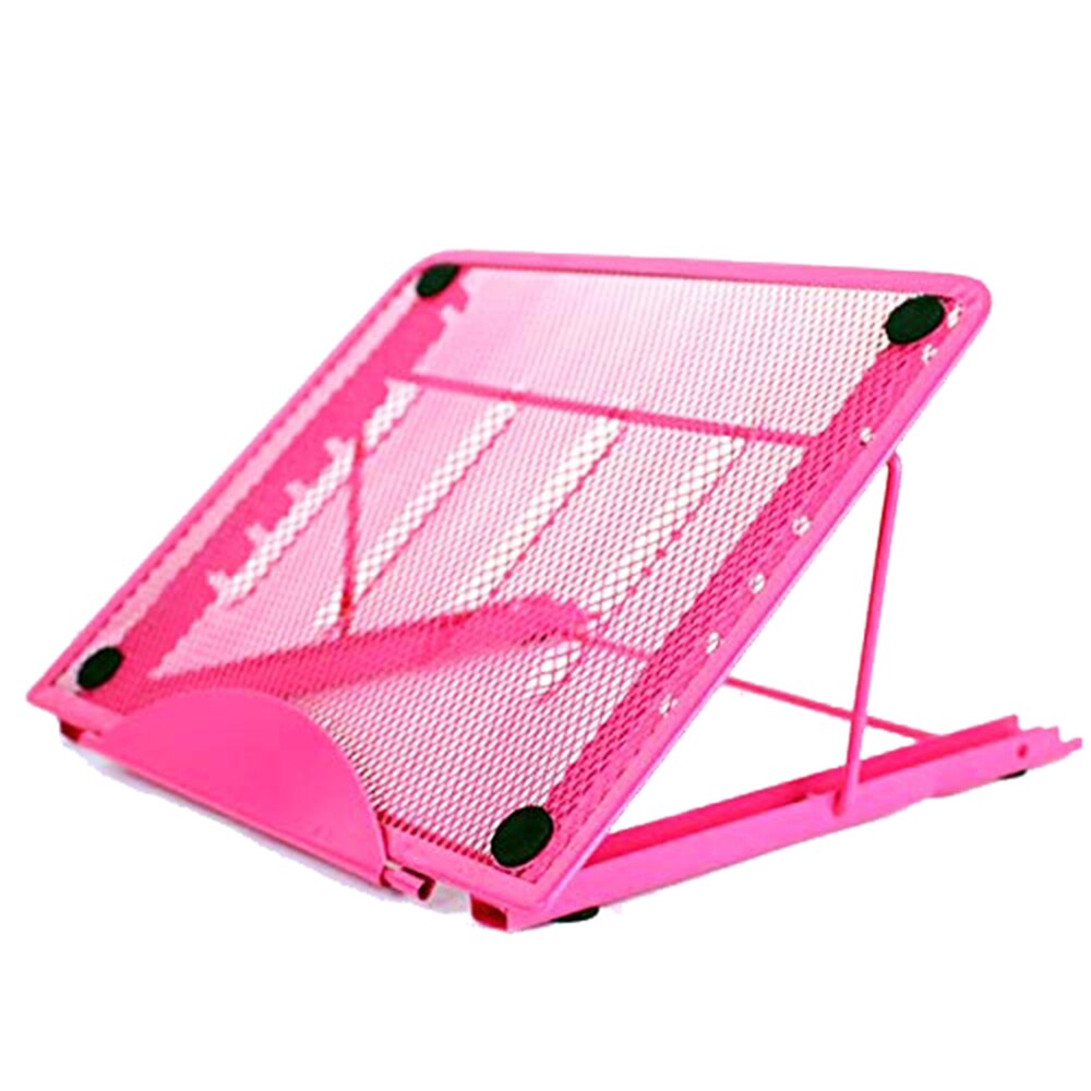 Verstelbare Laptop Stand Folding Cooling Mesh Beugel Desktop Kantoor Tablet Pad Lezen Stand Warmte Reductie Houder Hand Tool: Hot Pink