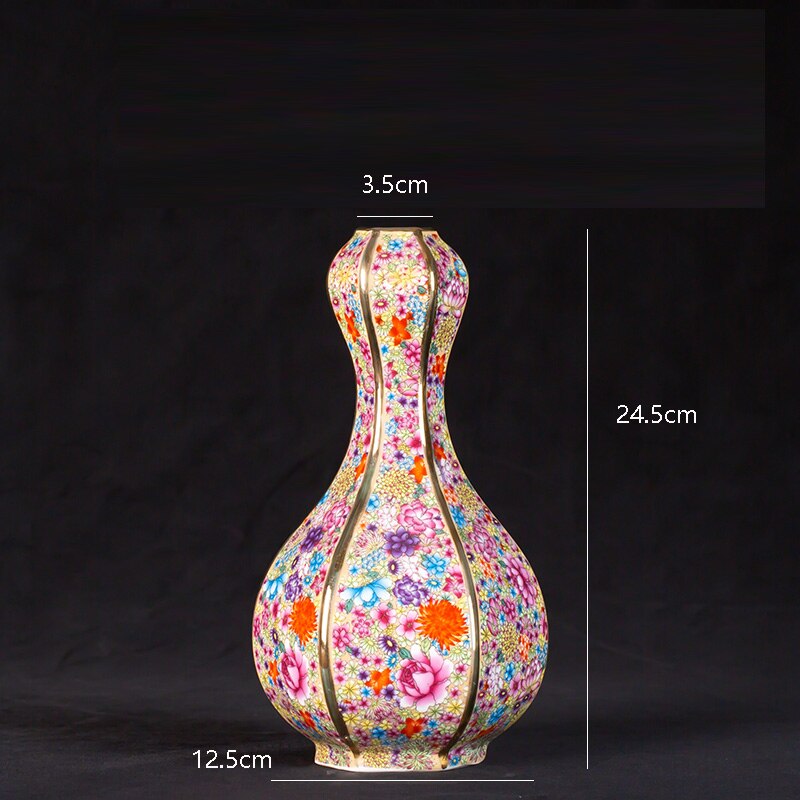 Yongzheng enamel vase with gold flower vase Jingdezhen antique ceramic vase vase