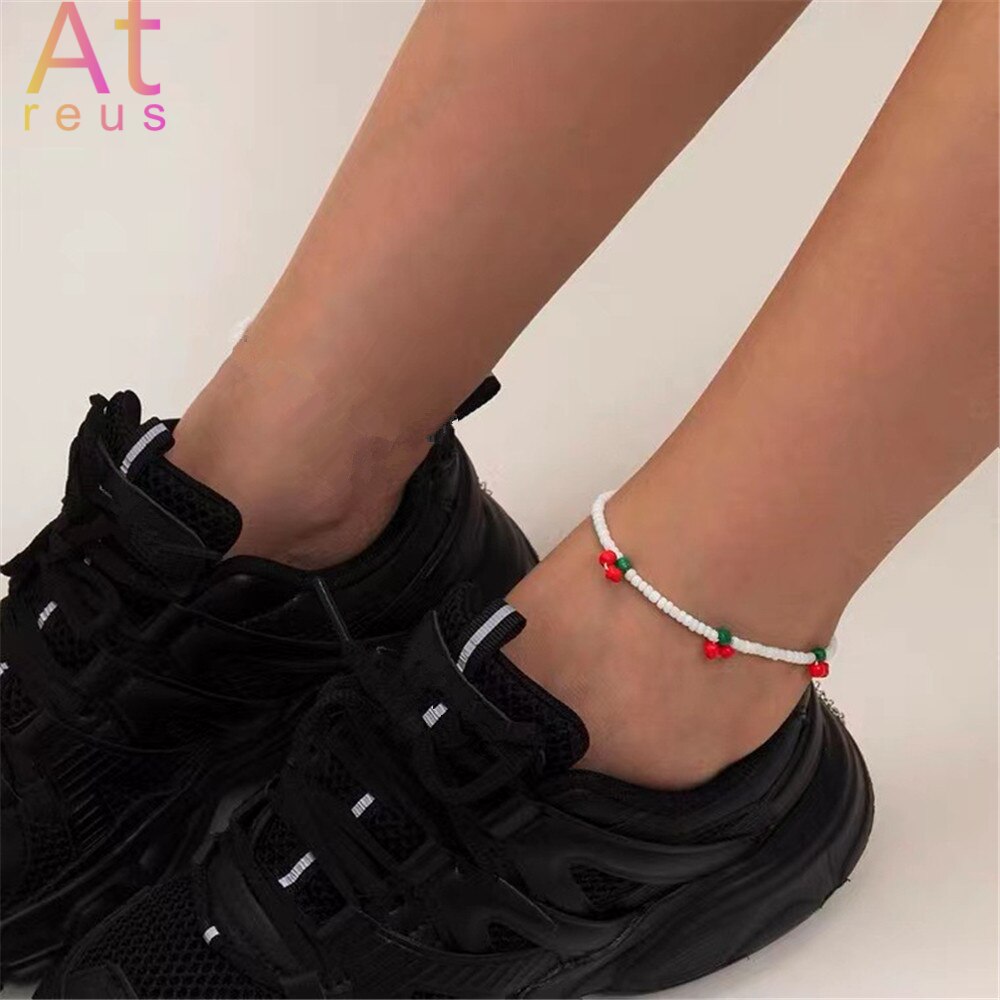 Zomer Strand Boho Transparante Kralen Cherry Sieraden Set Crystal Choker Ketting Voor Vrouwen Meisje Fruit Weave Kralen Armband Ring