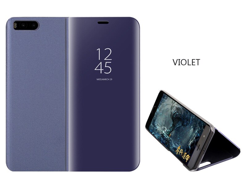Voor oppo realme 6 pro hoesje luxe spiegel flip standaard smart view coque voor oppo reno 3 5g hoesje schokbestendige standaard beschermhoes: Voor oppo reno 3 5g / Paars