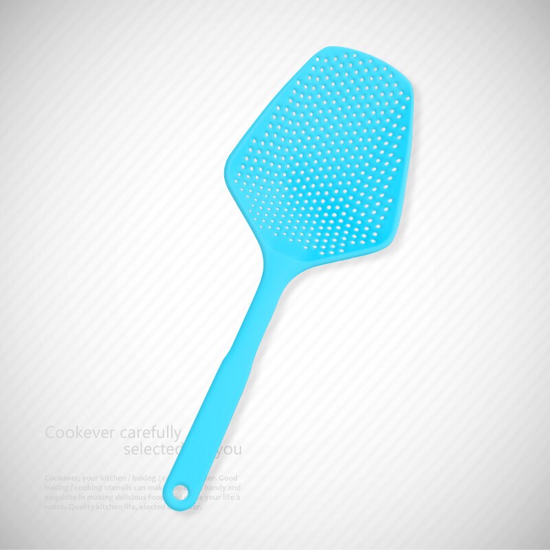 Scoop Colander Strainer Spoon Kitchen Food Drain Shovel Strainers Slotted Skimmer Sifter Sieve with Handle for Cooking Baking: Blue