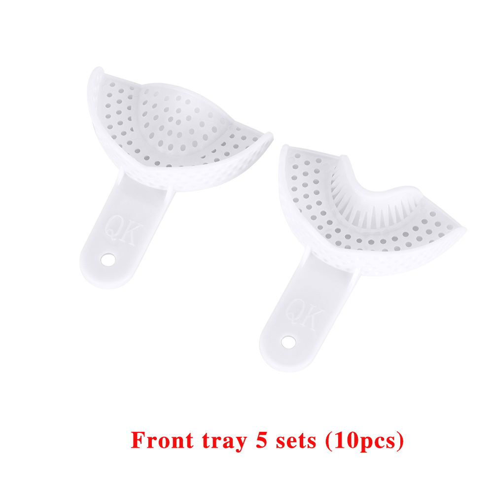 Bandeja de plástico de impresión Dental, sin malla, herramientas de dentista, Material de laboratorio de odontología, soporte de dientes, 10 unids/set por juego: Front Tray