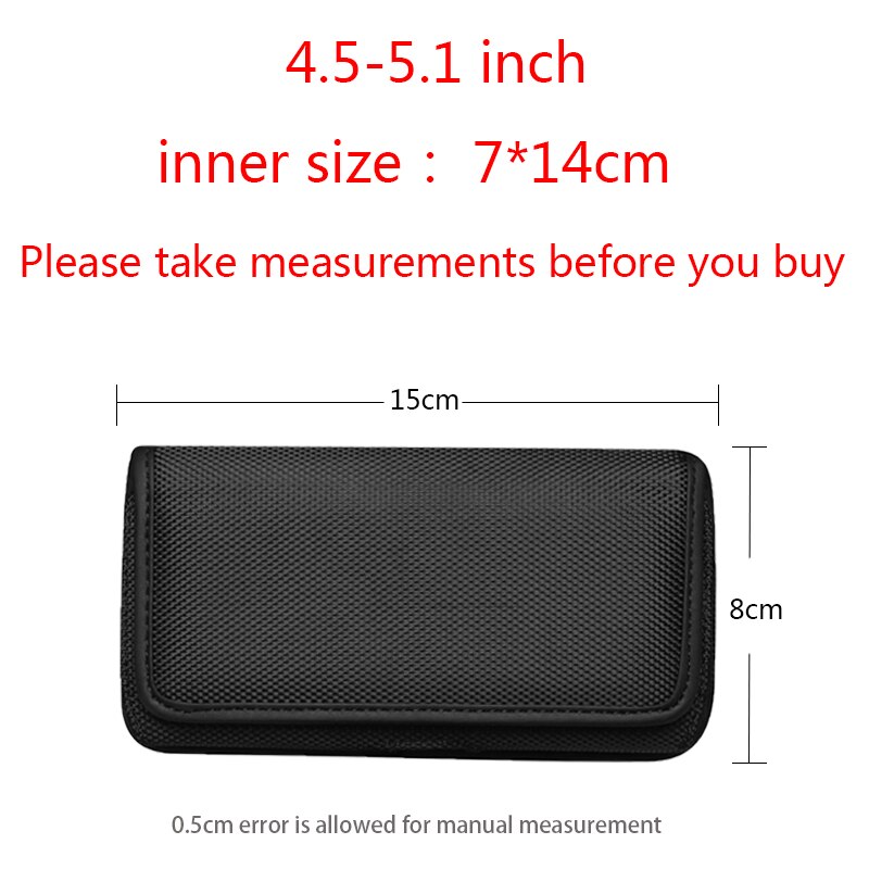 Universal Casual Telefoon Pouch Voor Iphone 11 Pro Max Xs Xr X 6 7 8Plus Case Riem clip Holster Oxford Doek Tas Flip Cover: 4.5-5.1 inch