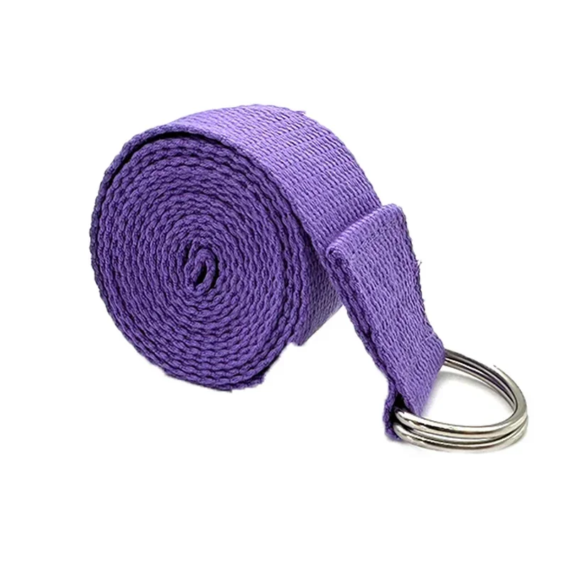 1,8 m x 3,8 cm verstelbare D-ring gesp yogariem geeft flexibiliteit voor yoga stretching duurzame katoenen oefenriemen