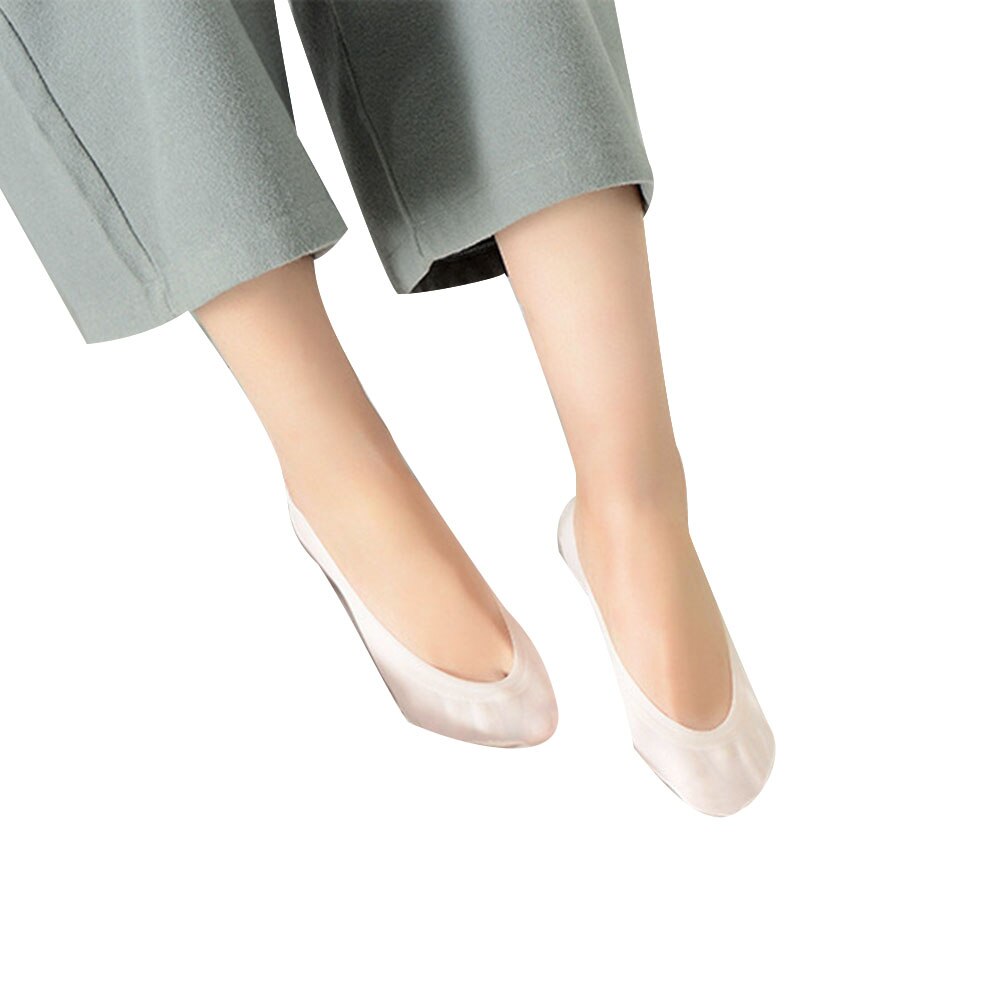 Sommer ultra tynde sokke hjemmesko til kvinder low cut ensfarvet usynlig træningssko ballerina footsies bløde bådstrømper strømper: Hvid