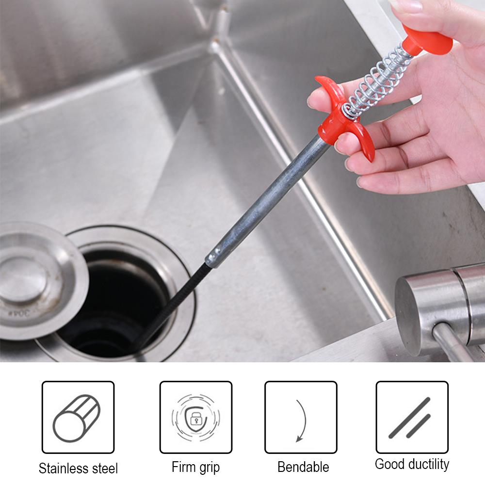 Drain Pipeline Dredge Hook Cleaner Cleaning Tools for Kitchen Drain Clog Remover 60cm Easy To Operate Pp Power Plumbing Suction