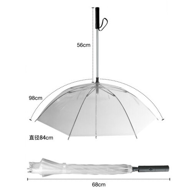transparent Haustier Hund Katze LED Regenschirm Regen Schnee Eingebaute Leine Tragbare Welpen Trockenen