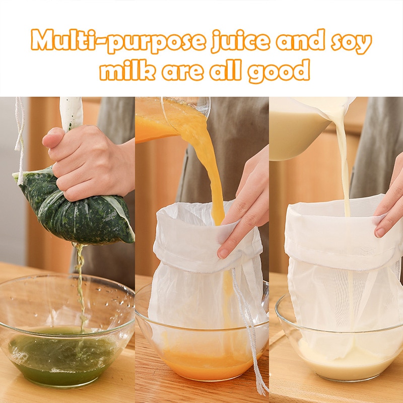 Soy Milk Wine Filter Bag Nut Milk Bag Tea Coffee Oil Yogurt Filter Net Mesh Kitchen Food Reusable Nylon Filter Bags Strainer