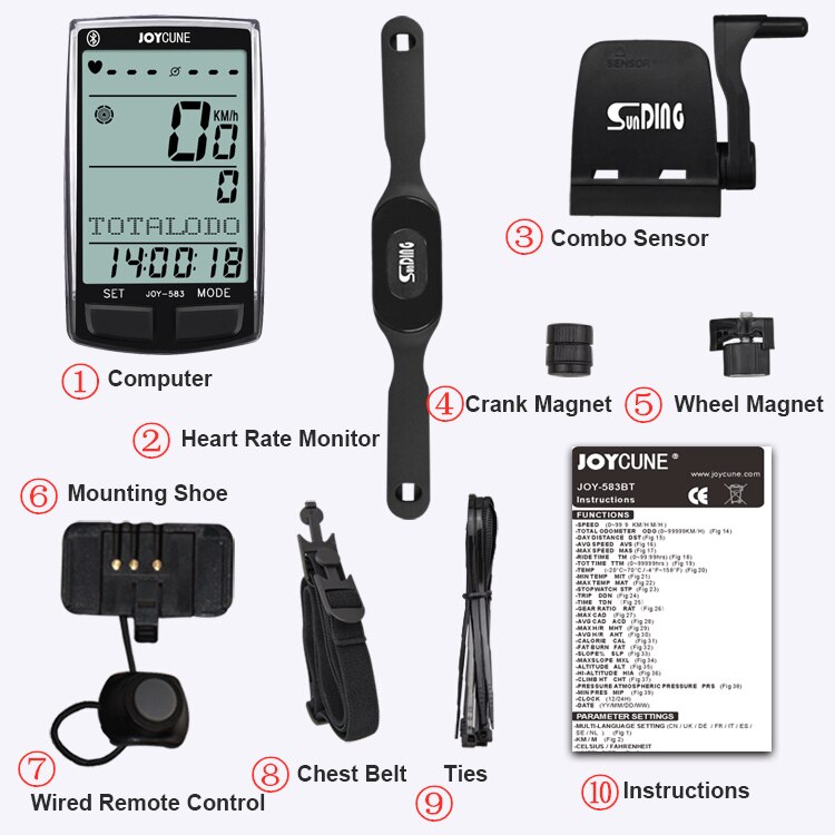 Waterdichte Fietsen Computer Met Borst Hartslagmeter Cadanssensor Draadloze Fiets Snelheidsmeter Bluetooth Fiets Kilometerteller: Default Title