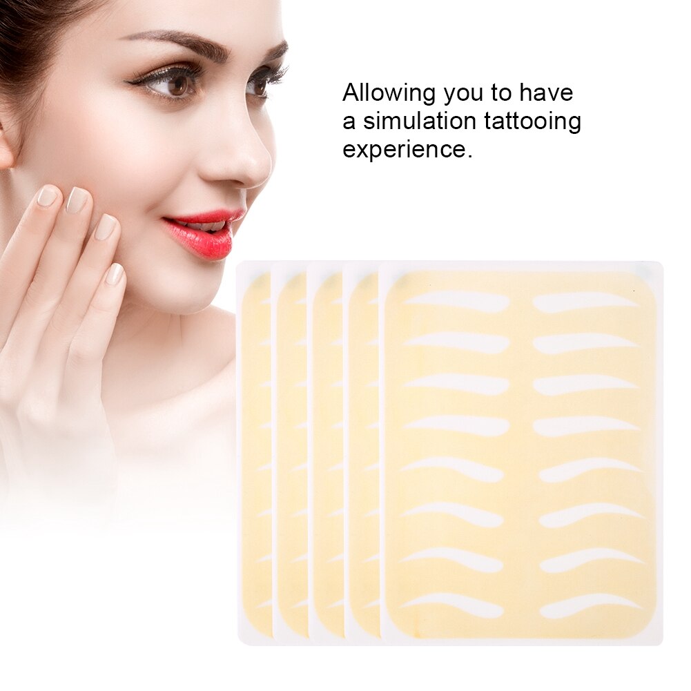 5 uds plantillas de cejas, pieles de práctica de cejas doradas, maquillaje permanente de cuero para practicar cejas, entrenamiento de cejas, modelo de piel falsa de silicona