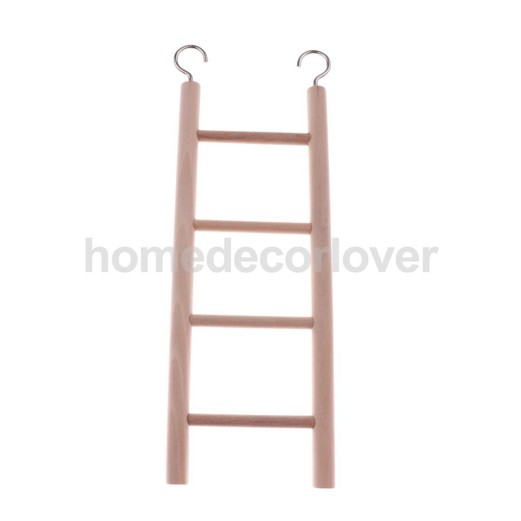 Escalera de madera para hámster, juguete de loro y rata, accesorios para jaula de pájaros, 3 escaleras: 4 stairs