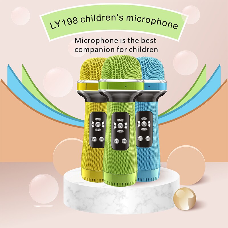 KINGLUCKY-Micrófono de Karaoke LY198, accesorio de mano, Bluetooth, inalámbrico, para niños, de navidad
