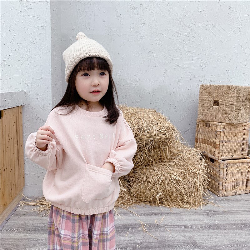 vêtements pour enfants automne nouvelle fille coréen revers pull à manches longues en vrac