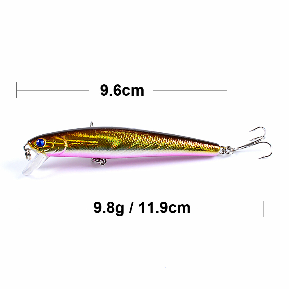 Biwvo Metalen Minnow Crankbaits 9.6cm Karper Vissen Lokt Goederen Voor Vissen Harde Lokken Aas Metal Jig Wobbler Voor Trollen shad: F