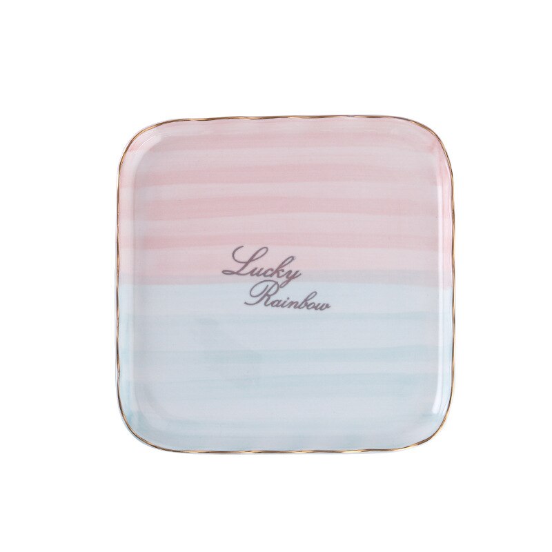 Kleur Veranderende Rechthoek Keramische Plaat Nordic Vierkante Porselein Glazuur Diner Plaat Pasta Cake Dessert Dienblad Huishouden Gerechten Plaat