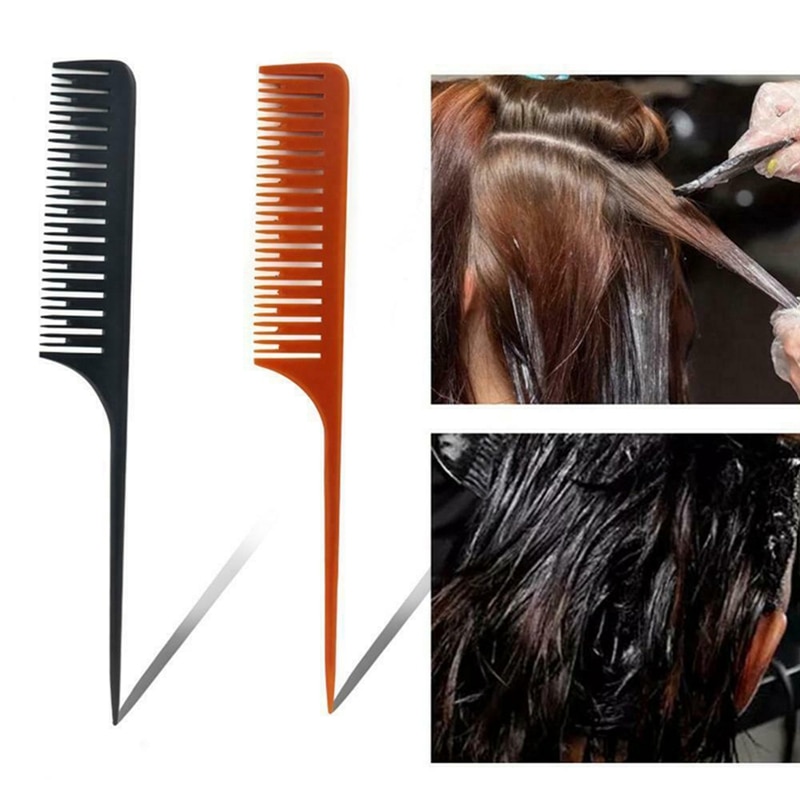 Peines del salón para estilista de peluquería, herramienta de corte de pelo negra resistente al calor, peine de cola de punto de corte, peine Antiestático de carbono