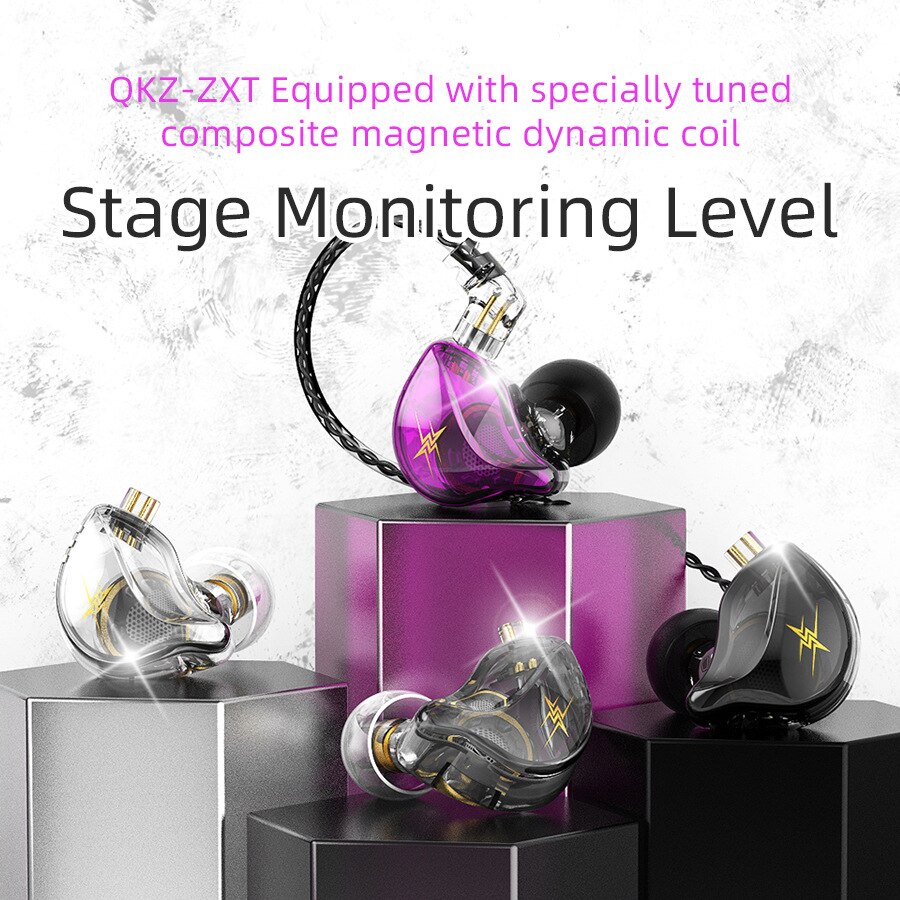 QKZ-auriculares ZXT con controlador Dual HiFi, cascos con cable desmontable con micrófono, reducción de ruido, Monitor de música, EDX