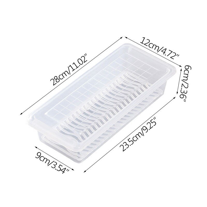 Kitchen Drainable Freezer Storage Box Organizer Transparent Refrigerator Storage Boxes Organizer Food Sealed Container: Default Title
