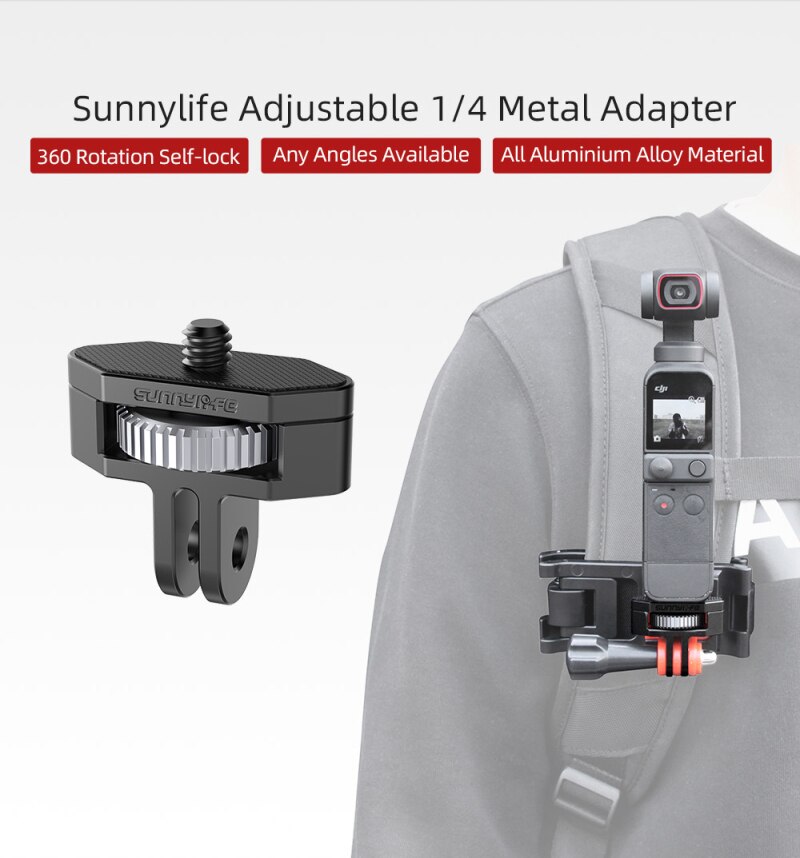 Sunnylife 1/4 Metall Adapter 360 Drehung Aluminium Legierung Adapter für Tasche 2/FIMI Palme 2/Insta360 Eine X2/SLR Kamera
