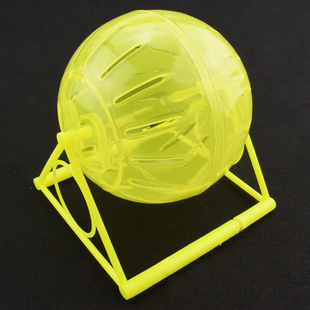 Rat Running Wheel Plastic Pet Rodent Mice Jogging Ball Toy Hamster Gerbil Rat Exercise Balls Small Pet Play Toys 10cm 12cm: yellow with base / M 12cm