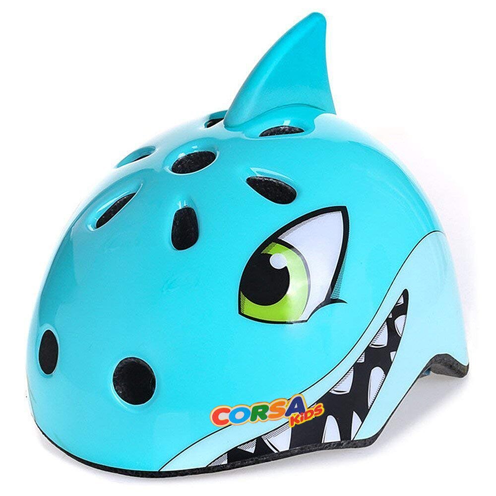 Lixada niños casco de bicicleta de dibujos animados lindo casco ciclismo para niños de la ciudad de bicicleta de carretera de pelo para niños niñas deportes al aire libre de Patinaje: Azul