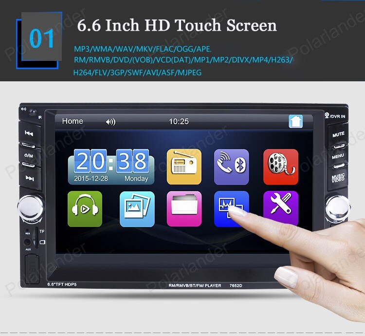 2din Car Radio Player 6.6 inch TFT Double din Touch Screen Audio 2 Din Autoradio MirrorLink Multimedia Player FM Stereo