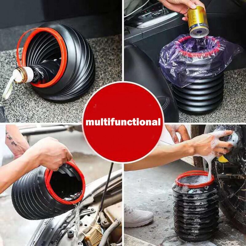 Cubo de basura telescópico multifunción de 4L, contenedor de basura para coche, Cubo de almacenamiento de plástico, soporte para caja