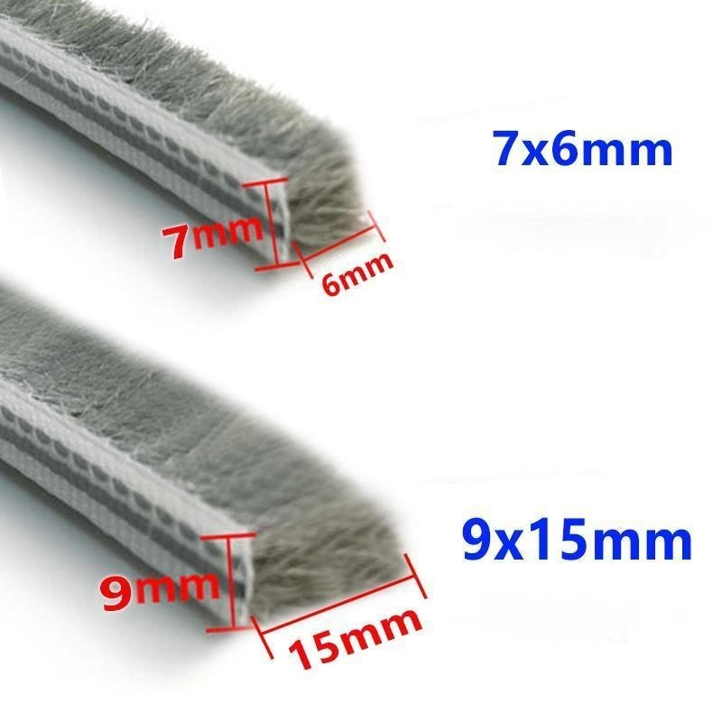 1/5/10M Brush Strip Self Adhesive Wind-proof Home Door Window Sealing Strip Draught Excluder Brush Weather Strip Seal Tape Strip