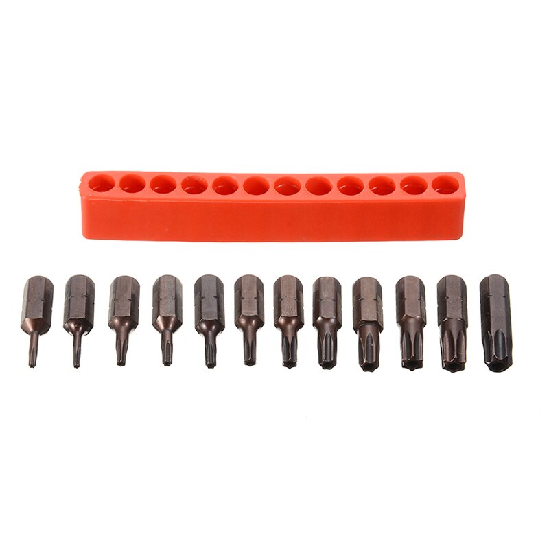 12 stuks  t6-t40 s2 magnetische torx-schroevendraaierbits 1/4 '' beveiligingsschroevendraaierbits van fraudebestendig gelegeerd staal voor boor- en luchtgereedschap