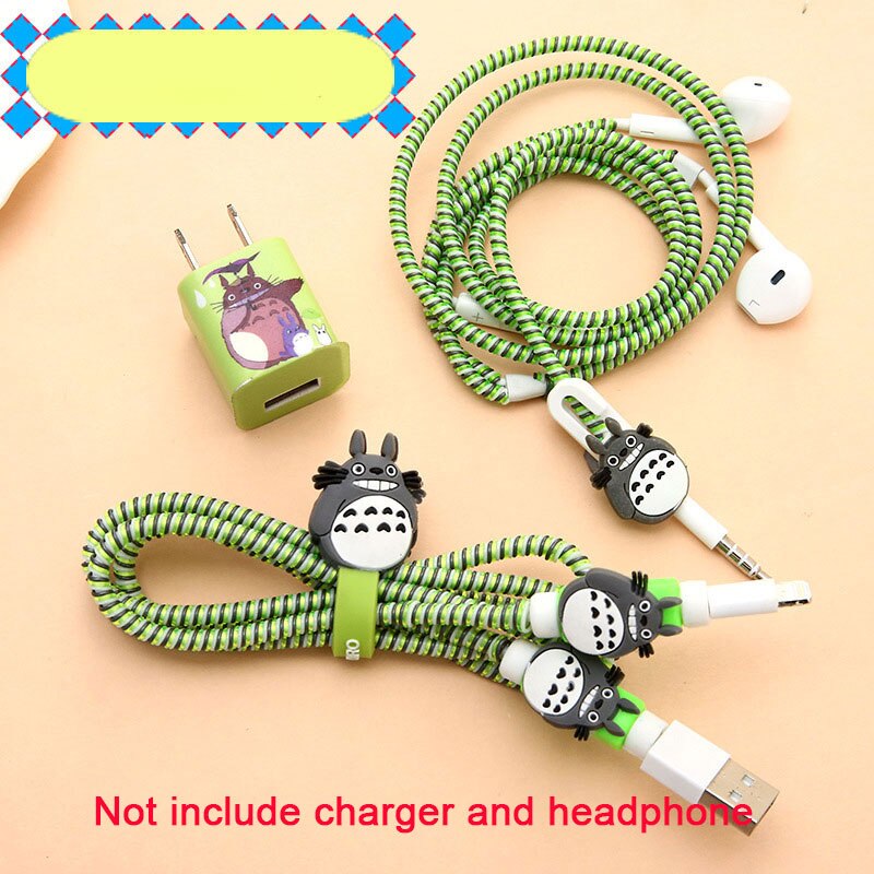 3 i 1 kabel opptrekker tpu spiral ledning beskyttelse usb ladekabel beskytter øretelefon ledningshåndtering til iphone 5 5s 6 7 8: 14 til iphone