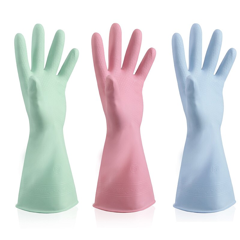 3pairs PVC Dishwashing Gloves Housework Kitchen Cleaning Gloves Waterproof Wear-Resistant Labor Protection Gloves 30cm Long