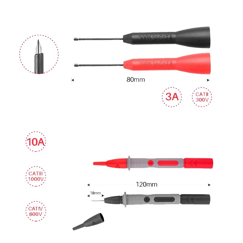QHTITEC Multi-function Multimeter Test Leads Inspection Repair Tool Multimeter Probe Test Wire Kit With Alligator Clamp