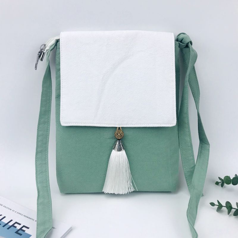 Nappe di lino borse da donna piccole portamonete Organizer portafogli borse per telefoni femminili sacchetti per soldi Carteiras Femininas per ragazze: green