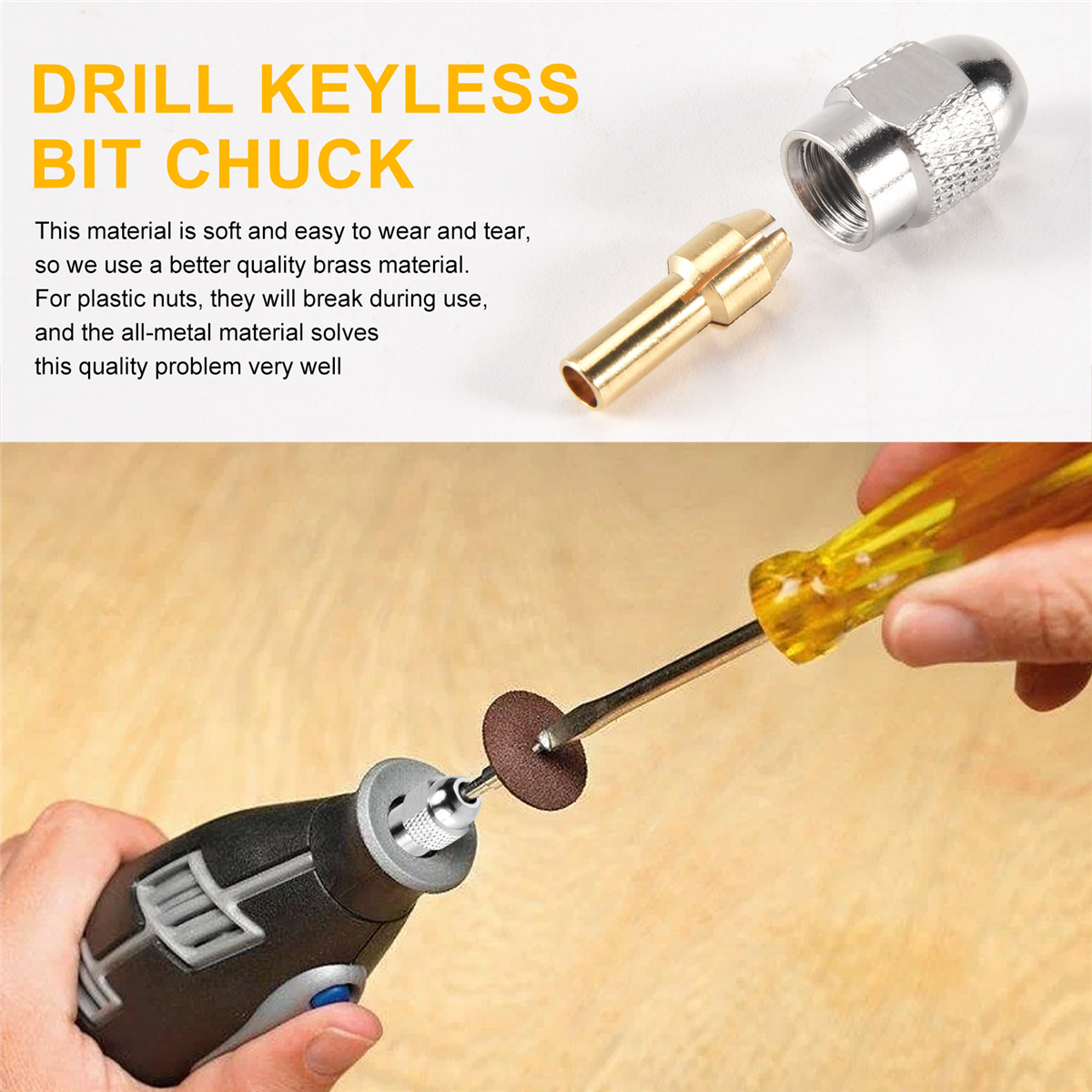 Pince en laiton pour Dremel, ensemble d'outils d'écrou de perceuse à distance à changement rapide, remplacement 4485, 0.8, 1.2, 1.5, 1.8, 2.0, 2.4, 3.0mm, 10 pièces