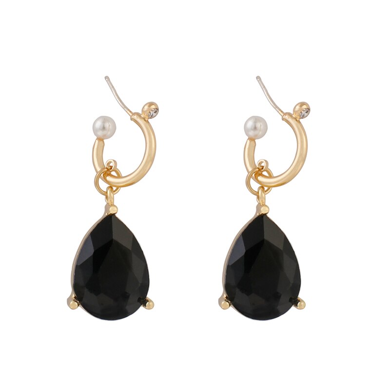 AENSOA Women's Crystal Geometric Earrings Black Resin Maxi Hanging Big Long Earrings For Women Girl Party Jewelry: Water Drop