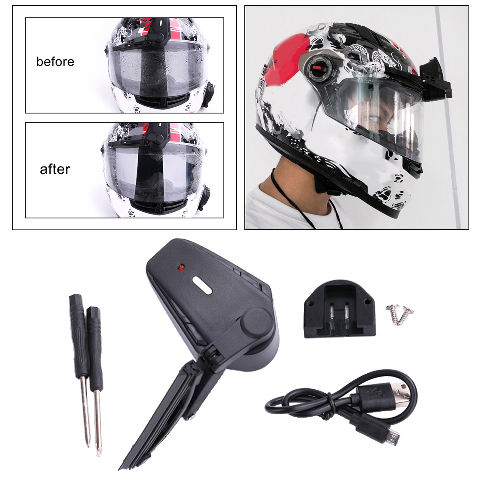 Universal- Elektrische Motorrad Helm Wischer Scheibenwischer für Sonnenblende
